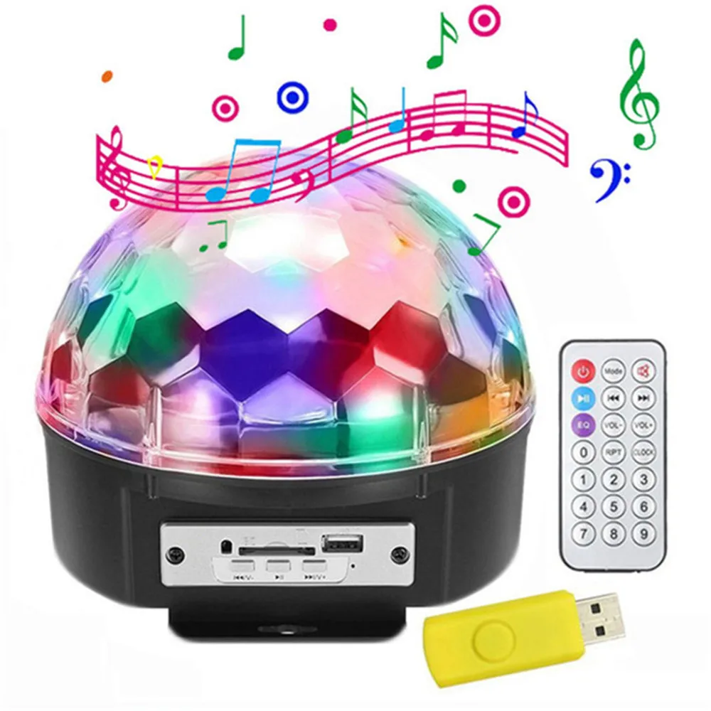

6 color remote control voice control LED crystal magic ball MP3 stage lighting equipment KTV bar flash rotating lights
