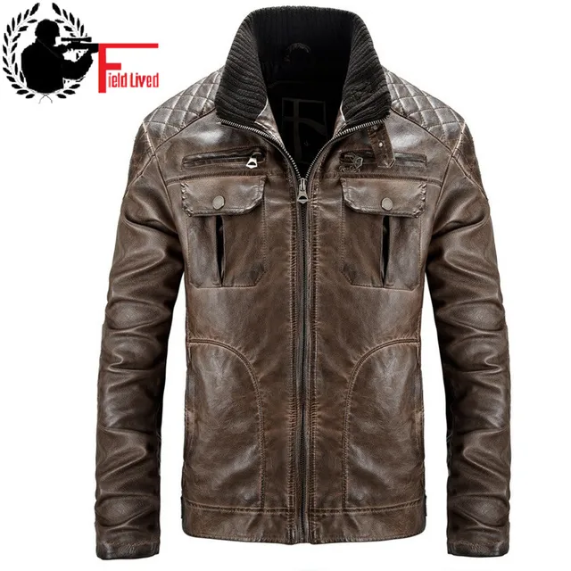 $US $52.43  2019 Leather Jacket Retro PU Men Leather Jacket Vintage Plus Size Motorcycle Jacket Moto Fashion Hi