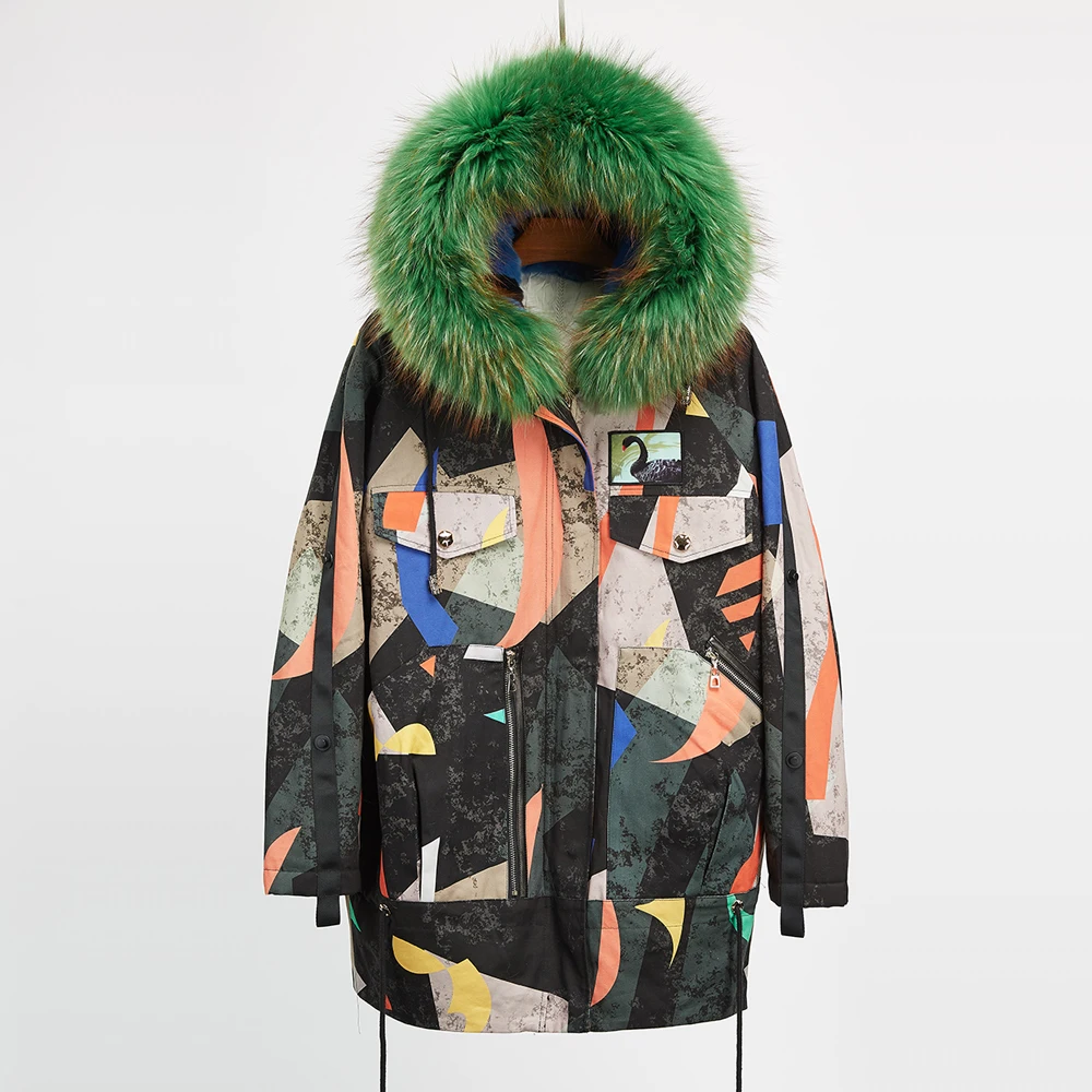 green De Capot Bas Lapin Doublure Laveur Col Parka Fourrure Réel Femmes Vers Black Rex Manteau Raton Chaud Avec Maylofuer Parkas Le 1zxWqwR6Eq