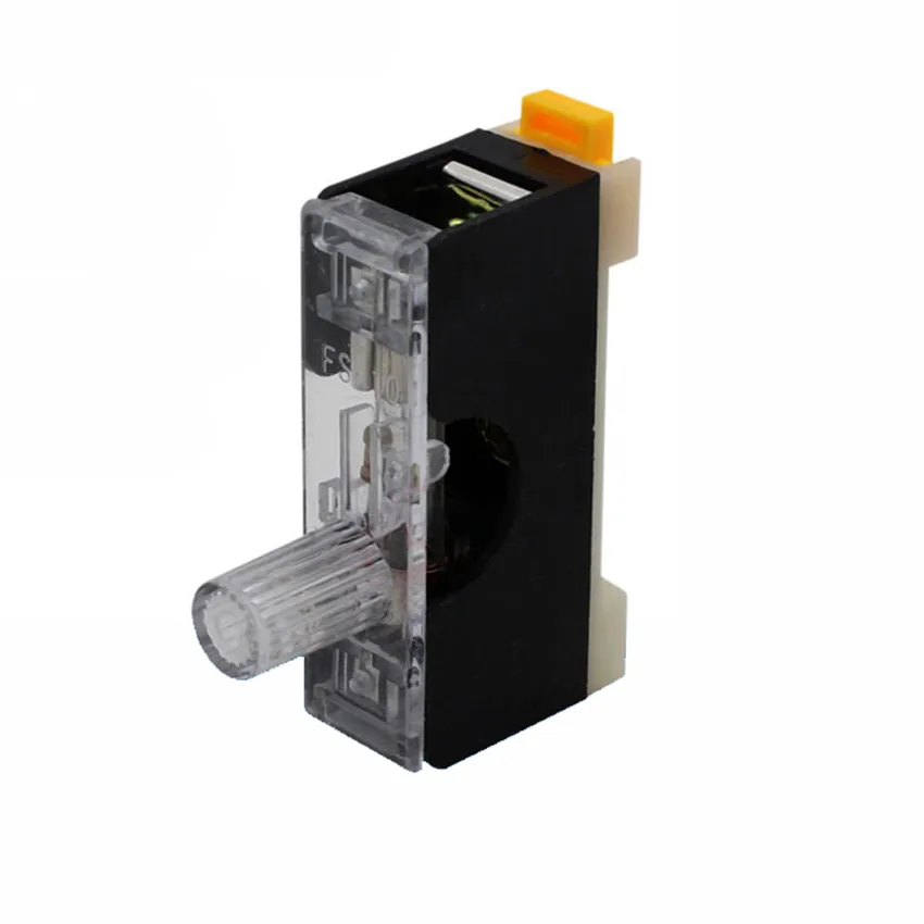 

35MM DIN Rail Type Fuse Holder 6*30 Glass Fuse Base with Indicator Light & Inner 10A Fuse Flame Retardant Single Guide Fuse Box
