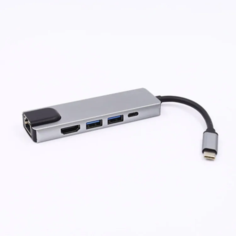 5 в 1 Тип usb C концентратор Hdmi PD USB C концентратор к Gigabit Ethernet Rj45 сетевой адаптер Thunderbolt 3 Macbook Pro USB-C Зарядное устройство Порты и разъёмы