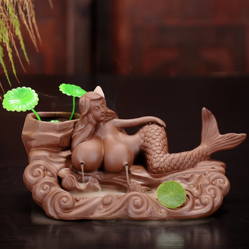 Ceramics Mermaid backflow incense burner incense stick holder home decor NEW Ceramics Mermaid backflow incense burner incense stick holder home decor NEW
