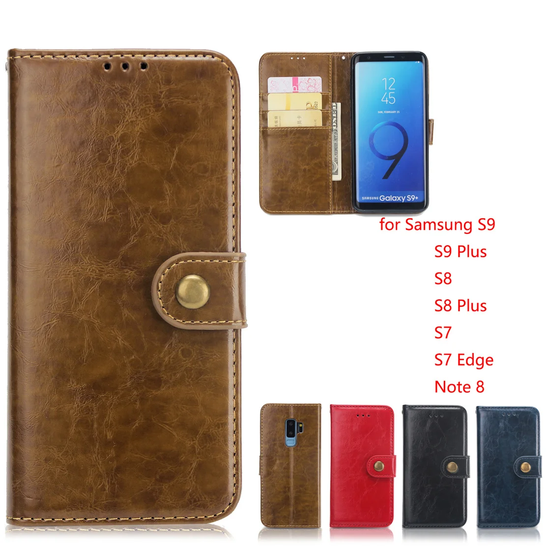 

Luxury Leather Case for Samsung S8 S9 Plus Card Flip Wallet Cover Business Hoesje for Galaxy S7 Edge Note 8 Fundas Note8 PU Caso