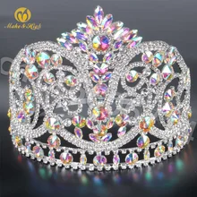 Miss Beauty Pageant Tiara and Crown Clear Crystals Brides Full Circle Prom Party Costumes Wedding Crowns Bridal Hair Accessory wedding bridal tiara crown clear zircon crystal rhinestones women brides diadem pageant party
