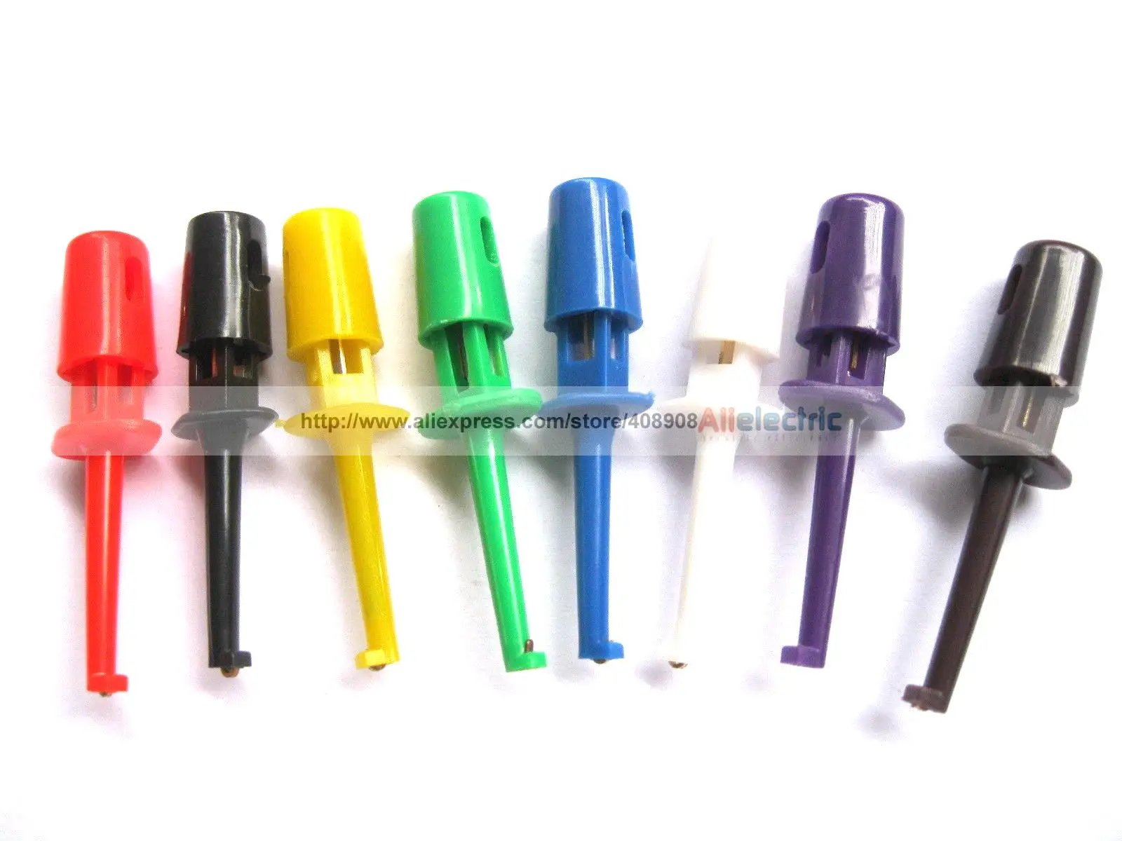 

800 Pcs Small Test Hook Clip for Multimeter 8 Color Side Open 46mm