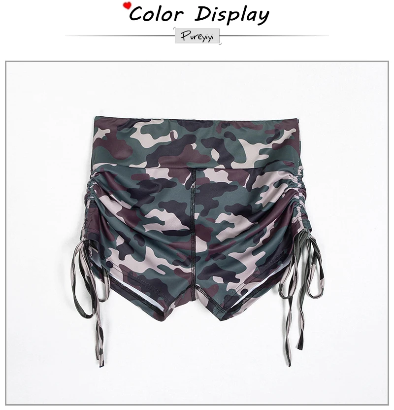 Women Casual Scrunch Green Camouflage Shorts Fashion Casual Yogaing Gyms Camo High Waist Booty Butt Shorts (2)