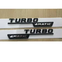 Plano negro “TURBO 4 MATIC” de plástico del coche de maletero Fender cartas insignia emblema emblemas etiqueta engomada etiqueta para Mercedes Benz AMG 17-19