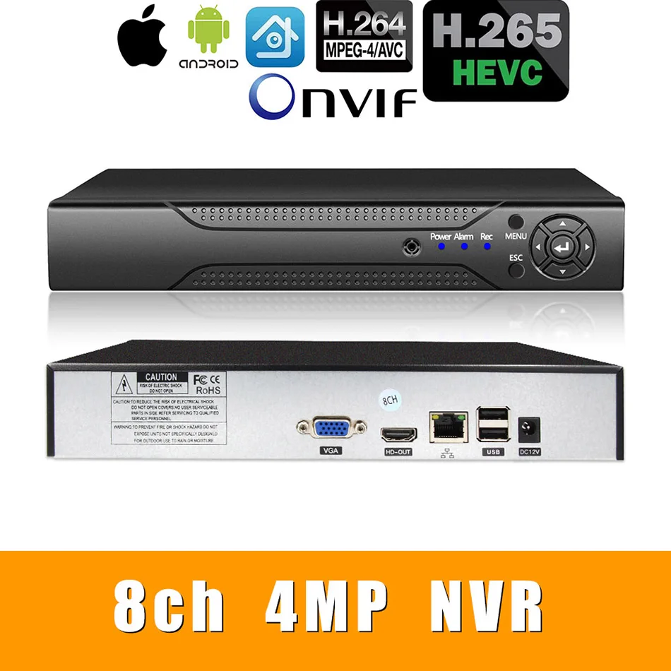 H.265 + - ip com Linha 4ch 5.0mp 1080 p Nvr Rede Vidoe Gravador 720 Câmera Sata Onvif Cms Xmeye H.264 8ch * 4.0mp - Mod. 89779 2 * 5.0mp 8ch * 1080 p nvr
