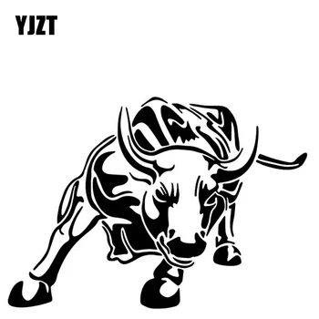 

YJZT 16.9CM*11.9CM A Strong Bull Car Door Creative Decoration Car Sticker Vinyl Decal Black/Silver C4-2115