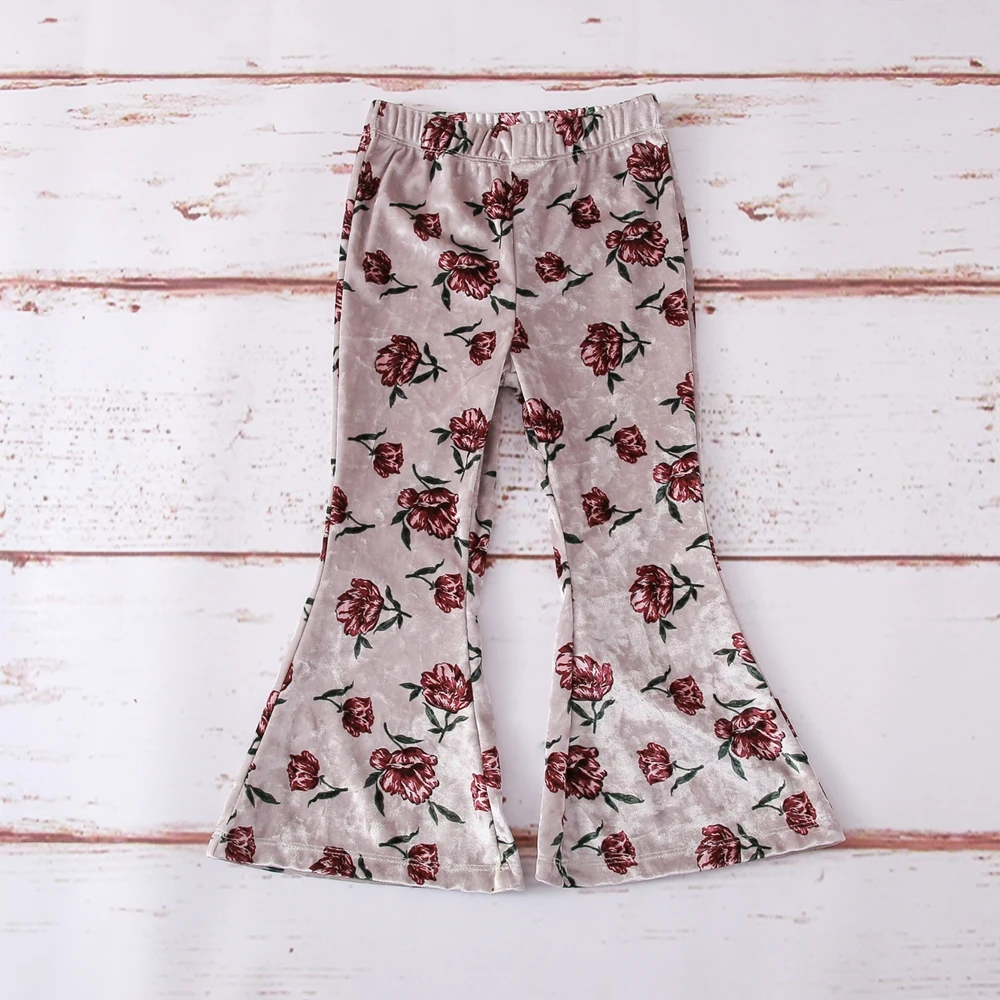 Shijun Baby Clothing 2019 Autumn Dusty Pink Velvet Baby Girl Bell Pants (3)