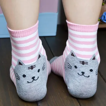 

Fashion Women socks 3D Animals Striped Cartoon Women Lovely Cat Footprints funny Cute Soft Cotton Floor Cute Winter Sock