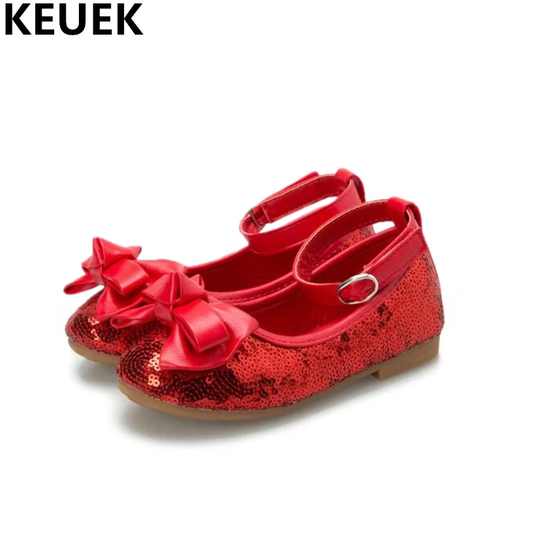 girls red glitter flats