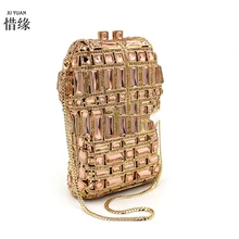 Xiyuan Марка алмаз мини Для женщин Вечерние сумки дизайнер партия сцепления известный бренд цепи со стразами свадебная сумка женская