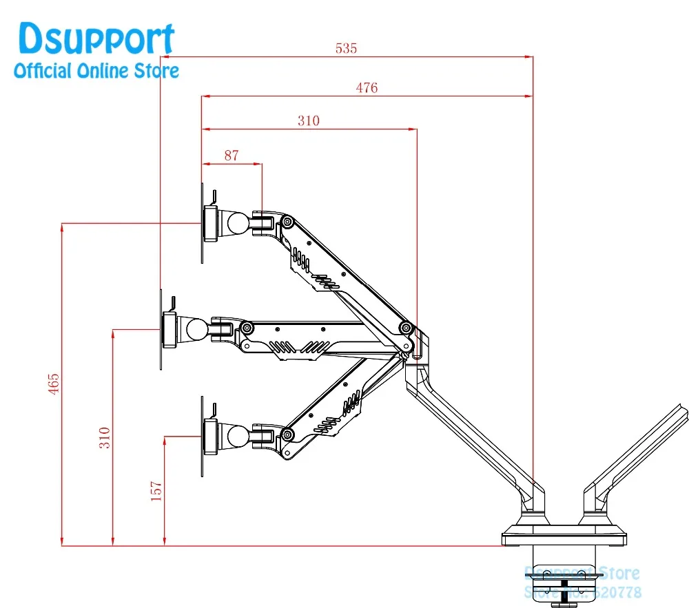 D поддержка M820 алюминиевый сплав газовая пружина двойной экран монитор держатель полный движения монитор крепление длинная рука светодиодный ЖК-монитор Поддержка