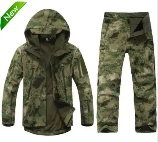 Revestimento de Escudo Macio ao ar Homens do Exército Quente à Prova Artes Tático Livre Camuflagem Conjunto Jaqueta Casual d’ Água Roupas Caminhadas Militar Tad