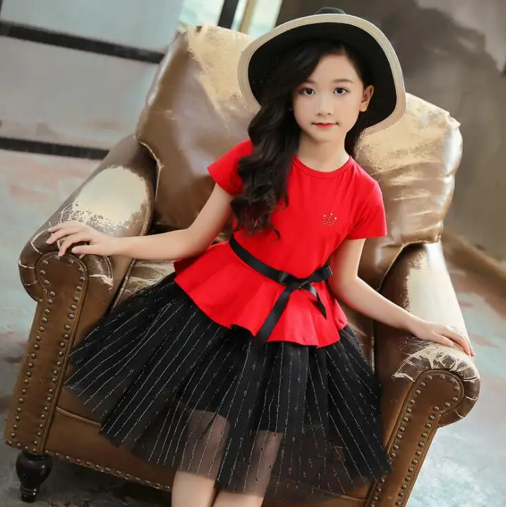 Летнее платье с короткими рукавами для девочек кружевные платья ...