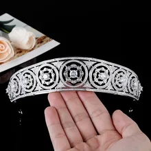 Полностью кубическая циркониевая корона с Покрытием CZ Корона диадема свадебные аксессуары для волос ювелирные изделия для волос Bijoux Cheveux Coroa WIGO1069
