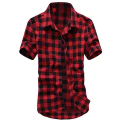 Laamei красные, черные мужская клетчатая рубашка рубашки для мальчиков 2019 Новая Летняя мода Chemise Homme для мужчин рубашки в клетку рубашка с