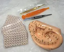 Medical ear massage acupuncture set Vaccaria seed Beeswax point Ear model Copper acupuncture probe stick  MR0072
