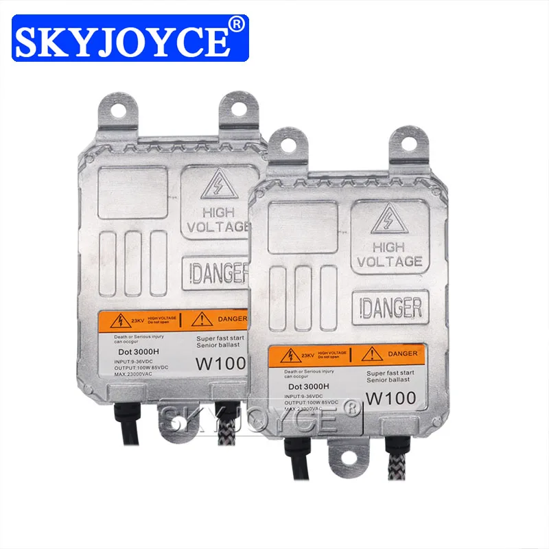 SKYJOYCE 1 Pair High Power 100W HID Ballast AC 12V 24V Super Fast Start Slim Reactor For Car Light Xenon 100W HID Headlight Kit