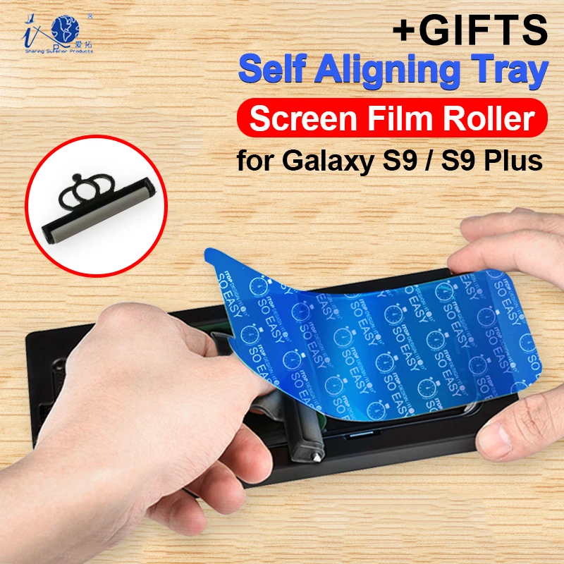 

Full Cover Soft TPU Film for Samsung Galaxy S9 S9 Plus Curved Edge HD Clear Screen Protector with Roller Aligning Tray Tool
