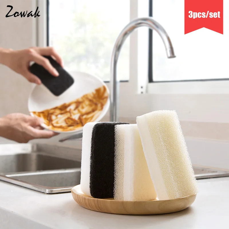 

3pcs Cleaning Sponge Brushes Pot Bowl Cleaning Cookware Scrub Sponges Non-scratch Scouring Pads Dish Washing Kitchen Bathroom