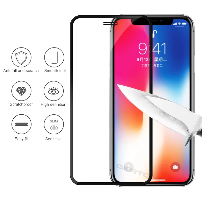 9D полное покрытие закаленное стекло для iPhone 7 Plus XR X XS MAX 8 6 6s 10 защита экрана