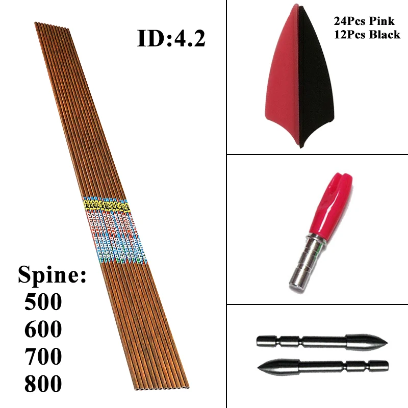 

Linkboy Archery 12PCS ID4.2mm Sp500-800 Carbon Arrows shaft 1.75'' Vanes Pin Nocks DIY Recurve Bow Hunting Shooting
