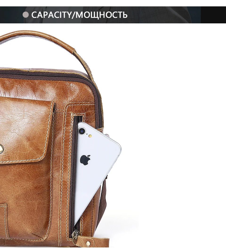 Genuine Leather Men Bags Oil Leather Messenger Bag Men Shoulder Crossbody Bags Male Flap Small Handbags Shoulder Bag  (19)