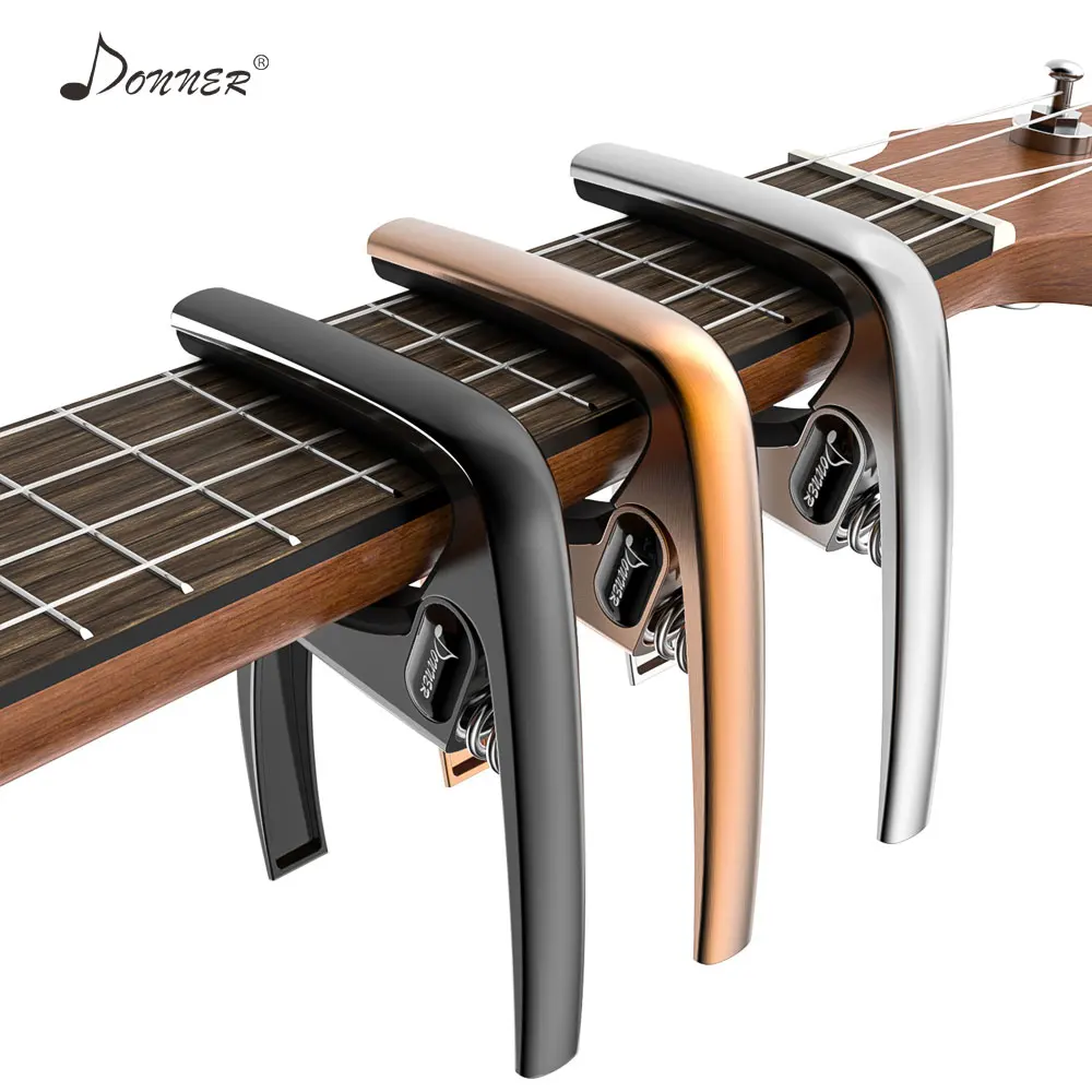 Black Ukulele Capo Alumium Alloy for Uke Soprano Concert Tenor Baritone Light Weight Ukulele Clamp with 4 Free Guitar Picks
