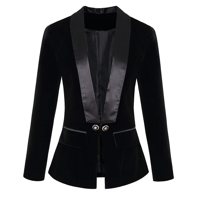 Foreign Trade Detonation Model Color Butyl Satin Shawl Collar New Fund 2019 Autumn Winters Cultivate Morality Velvet Suit Jacket Foreign Trade Detonation Model Color Butyl Satin Shawl Collar New Fund 2019 Autumn Winters Cultivate Morality Velvet Suit Jacket