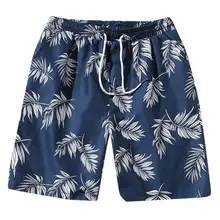 Новые мужские шорты,, повседневные пляжные шорты, мужские качественные шорты с эластичной резинкой на талии, модные пляжные шорты с принтом листьев, большие размеры N20