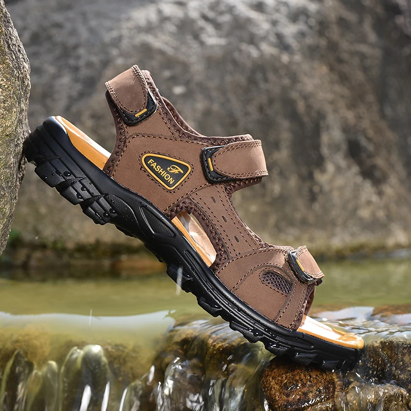 

Brand Genuine Leather Men's Shoes Summer Men's Sandals Men Sandals Fashion Outdoor Beach Sandals And Slippers Big Size 38-47