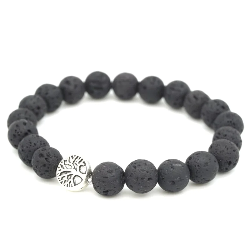 25 Styles Tree of Life Paw Charms 8mm Black Lava Stone Beads Aromatherapy Essential Oil Diffuser Bracelet Yoga Strand Jewelry
