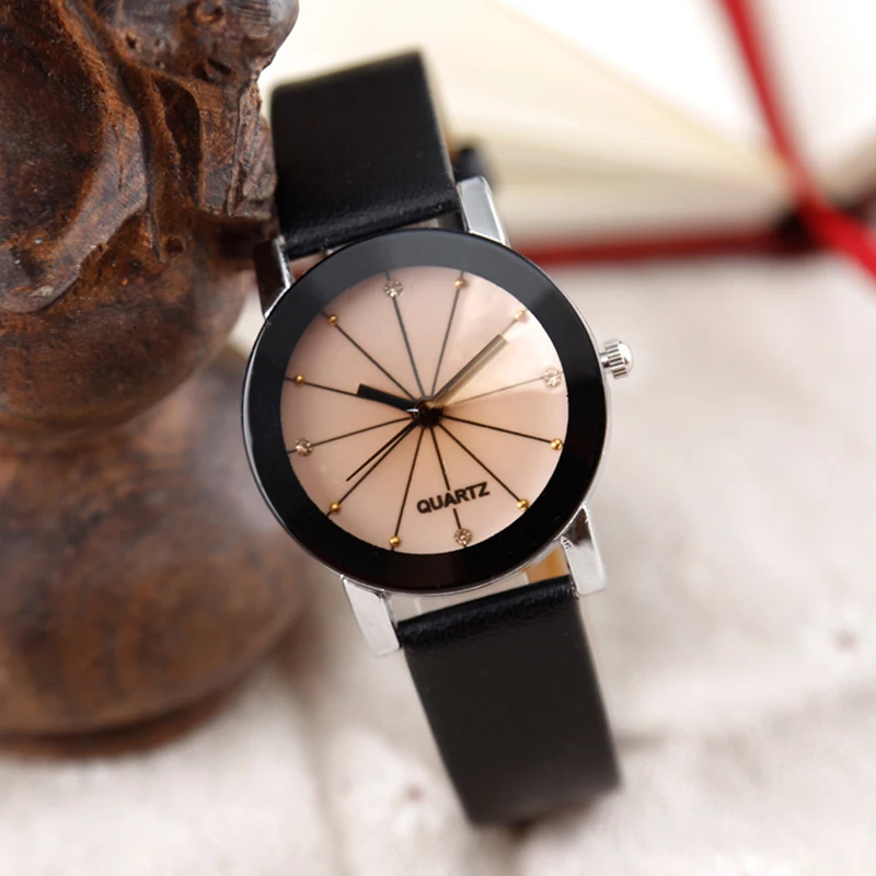 Lovers' Quartz Watch Women Men Fashion Leather Dress Watch Luxury Brand Crystals Business Couple Wristwatch Hours Clock
