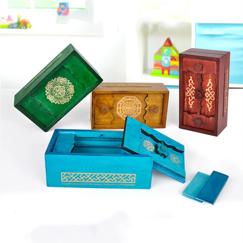 

Secret Box Wooden Puzzle Box Secret Trick Intelligence Compartment Magic Money Box Brain Teaser Educational Toy