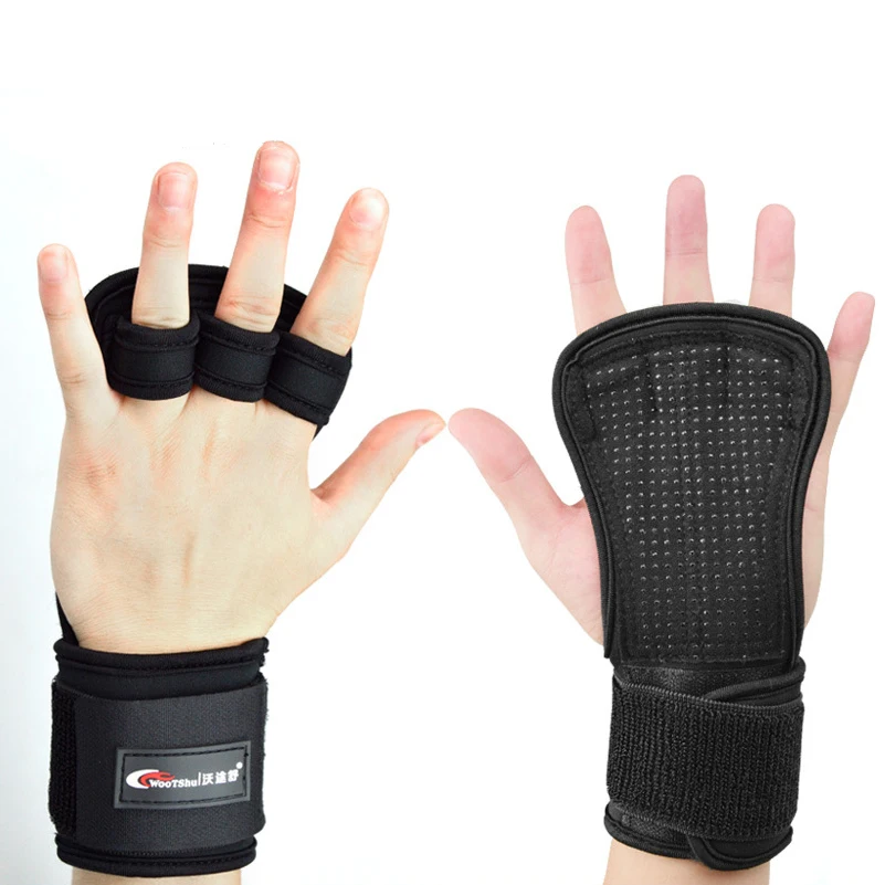 3 Finger Hole Weightlifting Gloves with Wrist Wraps Hand Grips for Palm