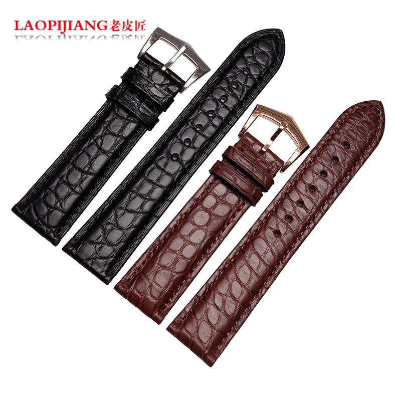 laopijiang Leather Watchband adapter PP super complex function timing Crocodile Leather Watchband 20mm