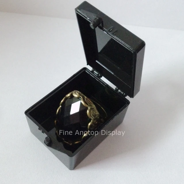 Small black plastic hinged jewelry beads storage box for Rocks Minerals