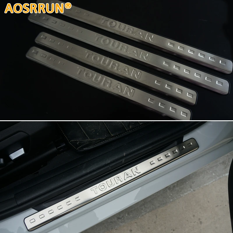 AOSRRUN For VW Volkswagen Touran 2004 2013 Stainless steel scuff plate door sill font b Car