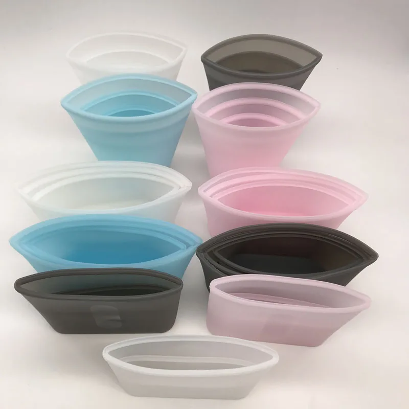 Storage Sealed Dishes Cups Bag Kitchen Accessories 1Set Silicone Fridge Leakproof Reusable Zip Lock Container Stand Up Organizer