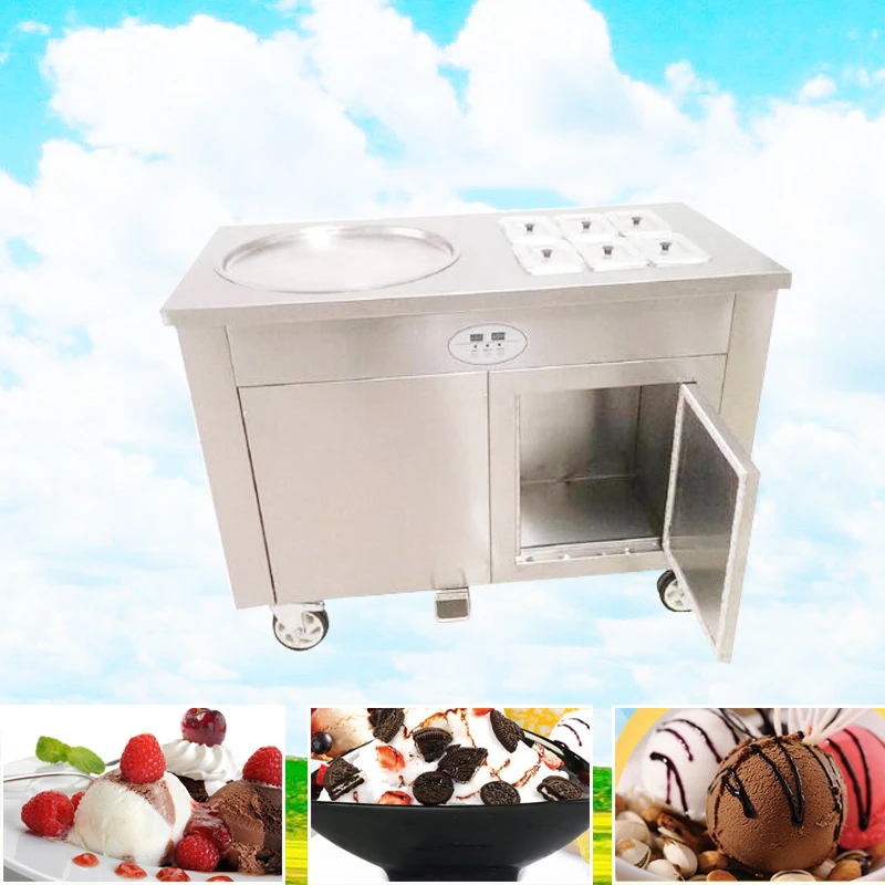 single pan Double compressor fried ice cream machine,stainless steel fried ice cream roll machine,Intelligent Fried ice machine