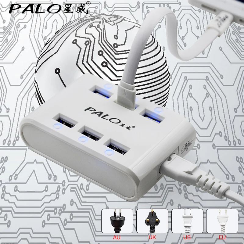 USB Зарядное устройство, 6 несколько портов стены USB Зарядное устройство адаптер для карт памяти мобильного телефона зарядки для iPhone iPad