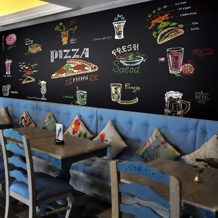 Us 941 27 Di Scontoformato Personalizzato Foto 3d Lavagna Gourmet Pizza Hamburger Casual Coffee Shop Ristorante Murale Carta Da Parati In Carte Da
