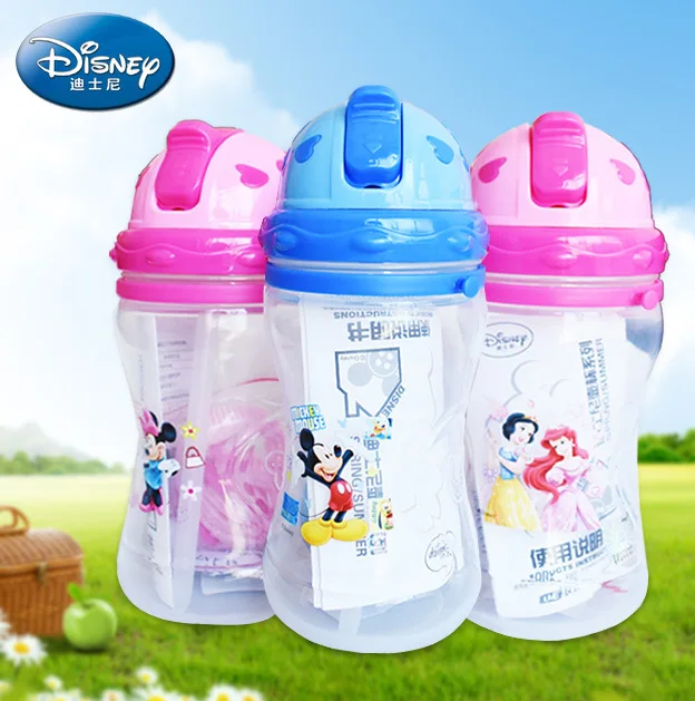 

360ml Disney mickey mouse Children Kettle Strap Kettle Straw Plastic Kettle Cup Cartoon Cup Drinking Cup Leakproof water bottle