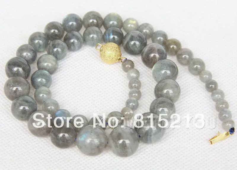 

FREE SHIPPING>@@> N1243 Graduate 6mm 14mm round genuine Labradorite necklace