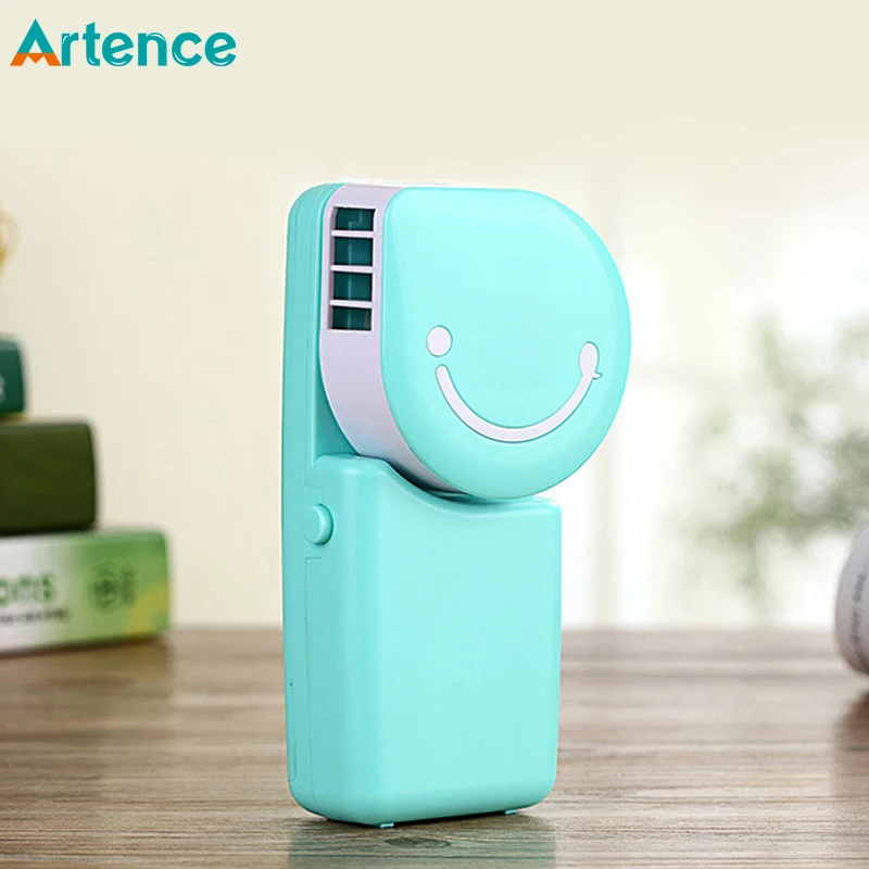 

Portable Mini Air Conditioner Fan Smile Face USB Rechargeable Cooling Fan With Lithium Battery Outdoor Travelling Handheld Fan