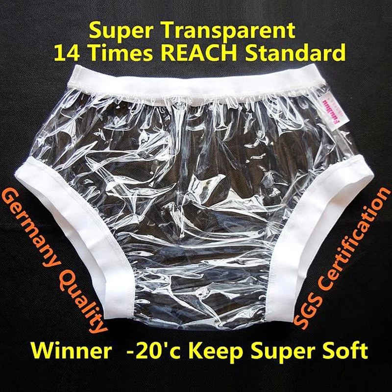 Free Shipping FUUBUU2207-transparent-L-1PCS ABD Wide elastic pants adult diapers non disposable diaper plastic diaper pants