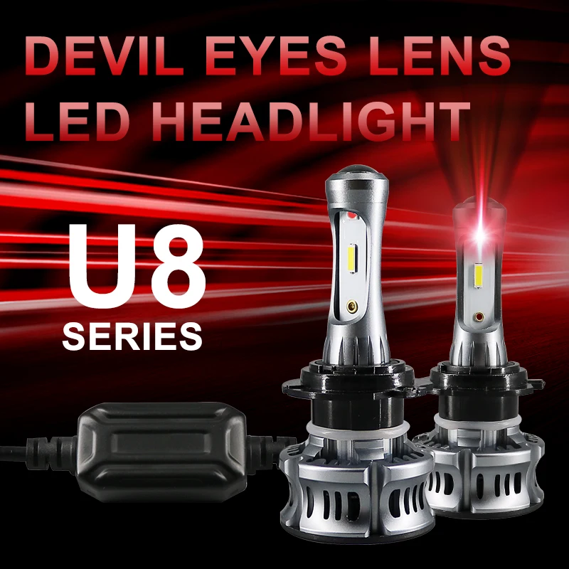 Светодиодные лампы CARLitek Red Devil Eyes H7 H8 H9 H11 для фар автомобиля линзы проектора 6500 лм