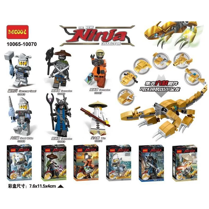 

2018 6Pcs/lot DECOOL Ninja Hammer Garmadon Master Wu Action Figures Building Toys set for LEGO Ninjago for minifigure movie